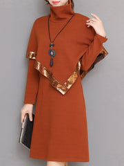 Two Pieces Beaded Long Sleeve Cape Knitted Dress