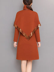 Two Pieces Beaded Long Sleeve Cape Knitted Dress