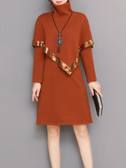 Two Pieces Beaded Long Sleeve Cape Knitted Dress