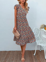Floral Print Summer Sleeveless V-Neck Dress