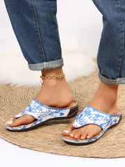 Floral Embroidered Gradient Print Casual Beach Flip Flop For Woman