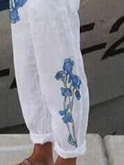 Floral Pocketed Casual Long Pants