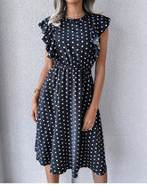 Vintage Dot Print Chiffon Dress
