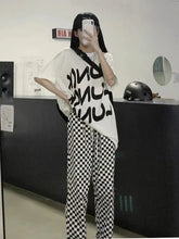 Plaid Korean Fashion Oversized Wide Leg Checked Baggy Pant
