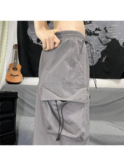 Gray Parachute Y2K Retro Hippie Baggy Streetwear Oversize Wide Leg Cargo Pant