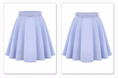 High Waist Knee Length Pleated Skirt