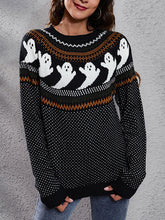 Halloween ghost retro polka dot long sleeve knitted women loose sweaters