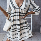 Striped Print Long Sleeve Dress