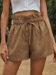 High waist women loose tie waist shorts short pants