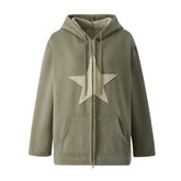 Hip Hop Zip Up Vintage Star Hoodie