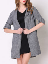 Gray Cotton-blend Shawl Collar Work Coat Trench Coats