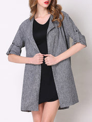 Gray Cotton-blend Shawl Collar Work Coat Trench Coats