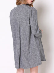 Gray Cotton-blend Shawl Collar Work Coat Trench Coats