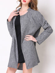 Gray Cotton-blend Shawl Collar Work Coat Trench Coats