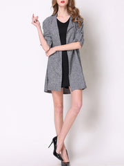 Gray Cotton-blend Shawl Collar Work Coat Trench Coats