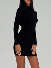 Knitted White Turtleneck Elegant Fashion Midi Bodycon Dress