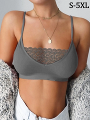 Lace Edge Sexy Perspective Plus Suspender Vest Bottomed Summer Bra