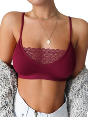 Lace Edge Sexy Perspective Plus Suspender Vest Bottomed Summer Bra
