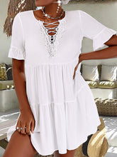 Lace Short Sleeve Casual Shift Dresses