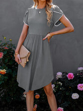 Lace pleated solid color summer fashion short sleeve skater dresses