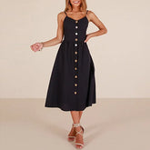 Leisure Fashionable Solid High Backless Elegant Midi Dresses