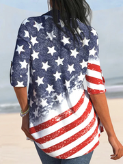 Loose Casual America Flag Blouses