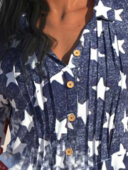 Loose Casual America Flag Blouses