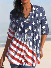 Loose Casual America Flag Blouses