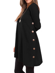 Long Sleeve Casual Buttoned Asymmetric T-Shirt