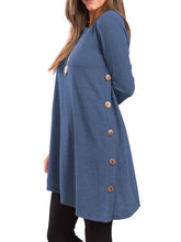 Long Sleeve Casual Buttoned Asymmetric T-Shirt