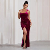 Strapless Sleeveless Thigh High Split Maxi Dress