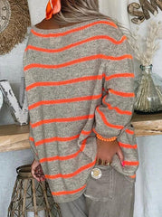 Loose casual stripe long sleeve sweaters