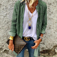 Long Sleeve Striped Shirt Women's Cardigans
