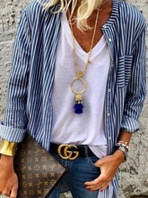 Long Sleeve Striped Shirt Women's Cardigans