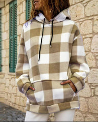 Grid printed casual women Hoodies