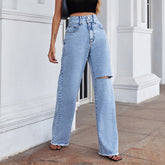 Hole Loose High Waist Jeans