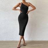 Sleeveless Slanted Shoulder Dress