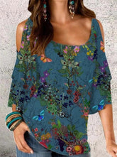 Fashion U neck off shoulder half sleeve Tops shirts