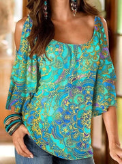 Fashion U neck off shoulder half sleeve Tops shirts