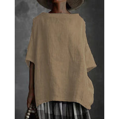 Half sleeve round neck plain comfy casual blouses