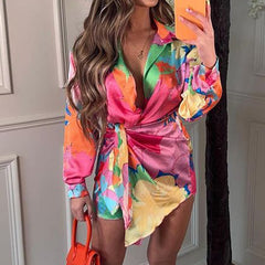 Casual long satin shirt