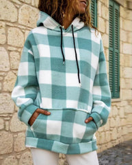 Grid printed casual women Hoodies