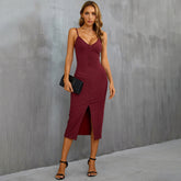 Split V-neck Sling Dress