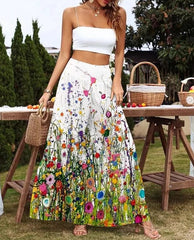 Floral Pattern Loose High Waist Wide Leg Pants for Women