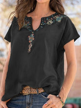 Loose bohemia women v neck T-shirts