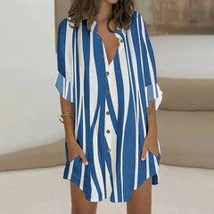 Stylish Turn down neck women printed blouses