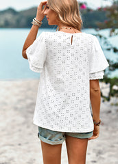 Sweet Plain Knit Top Short Sleeve Woman Fashion T-shirts
