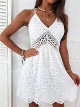 V-neck Backless Condole Belt Mini Dress