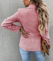Houndstooth Printed Casual Big Lapel Slim Fit Coats Blazer (5 Colors)