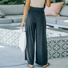 Loose casual pants wide leg pants women's knitted long pants